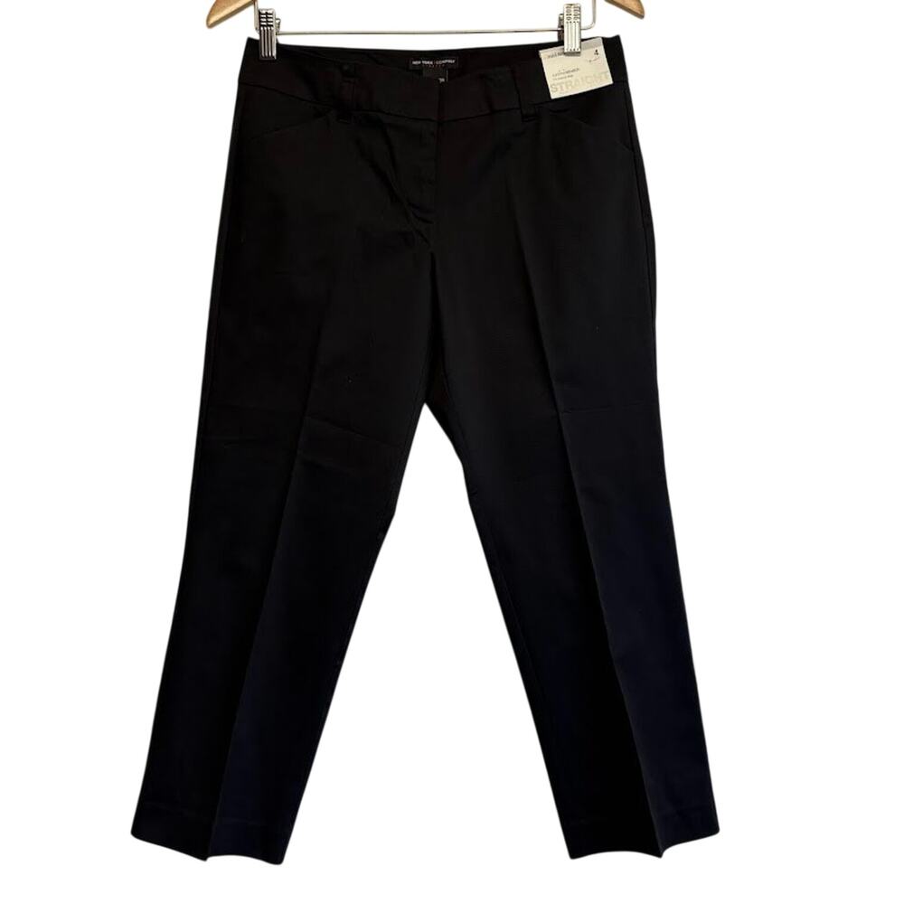 New York & Company Black Mid Rise Crop Dress Pants Summer Stretch Y2K Original 4